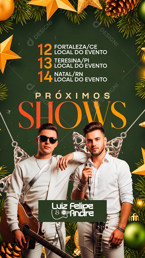 Story Flyer Próximos Shows Agenda Natal Luiz Felipe e Andre Social Media PSD Editável