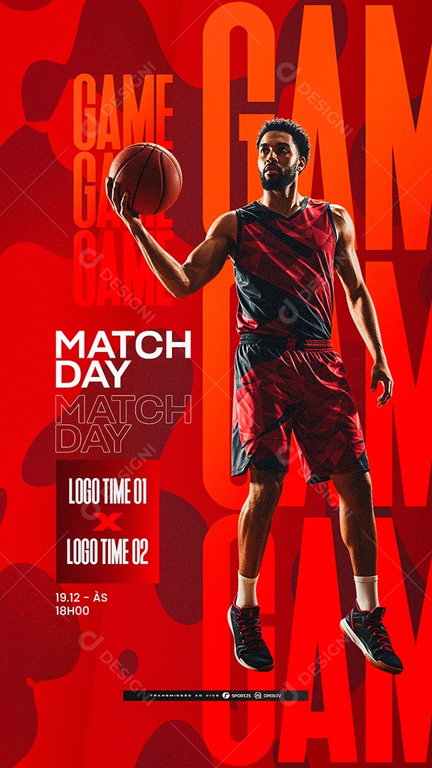 Story Campeonato de Basquete Match Day Game Social Media PSD Editável