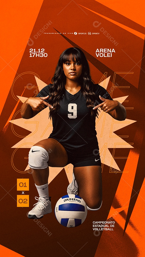 Story Campeonato Estadual de Volleyball Feminino Game Social Media PSD Editável