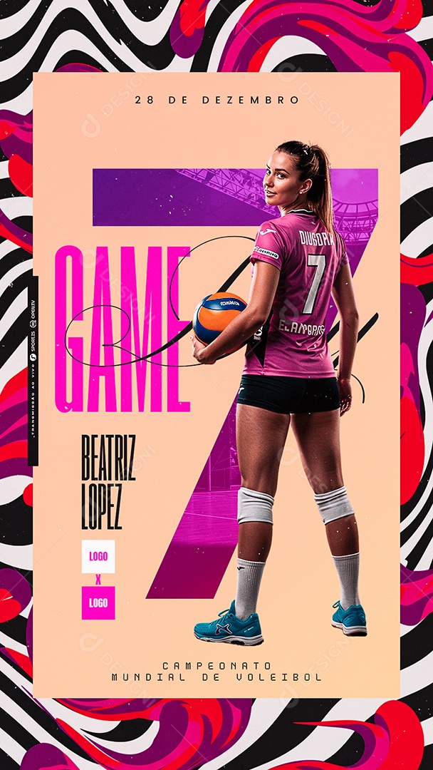 Story Campeonato Mundial de Vôlei Feminino Game Social Media PSD Editável