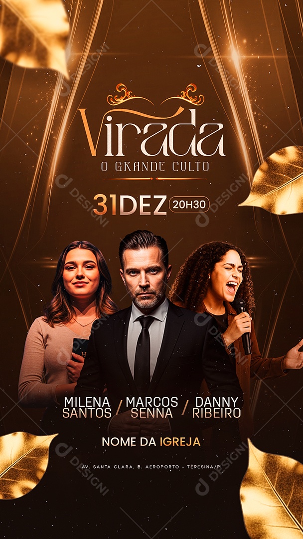 Story Flyer Gospel Virada O Grande Culto Social Media PSD Editável