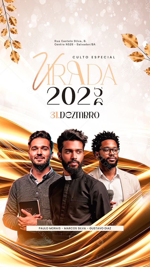 Story Flyer Gospel Culto Especial Virada de Ano Social Media PSD Editável