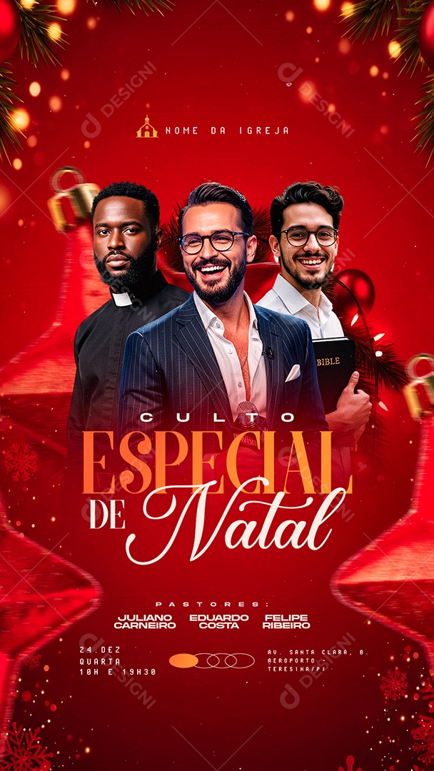 Story Flyer Gospel Culto Especial de Natal Social Media PSD Editável