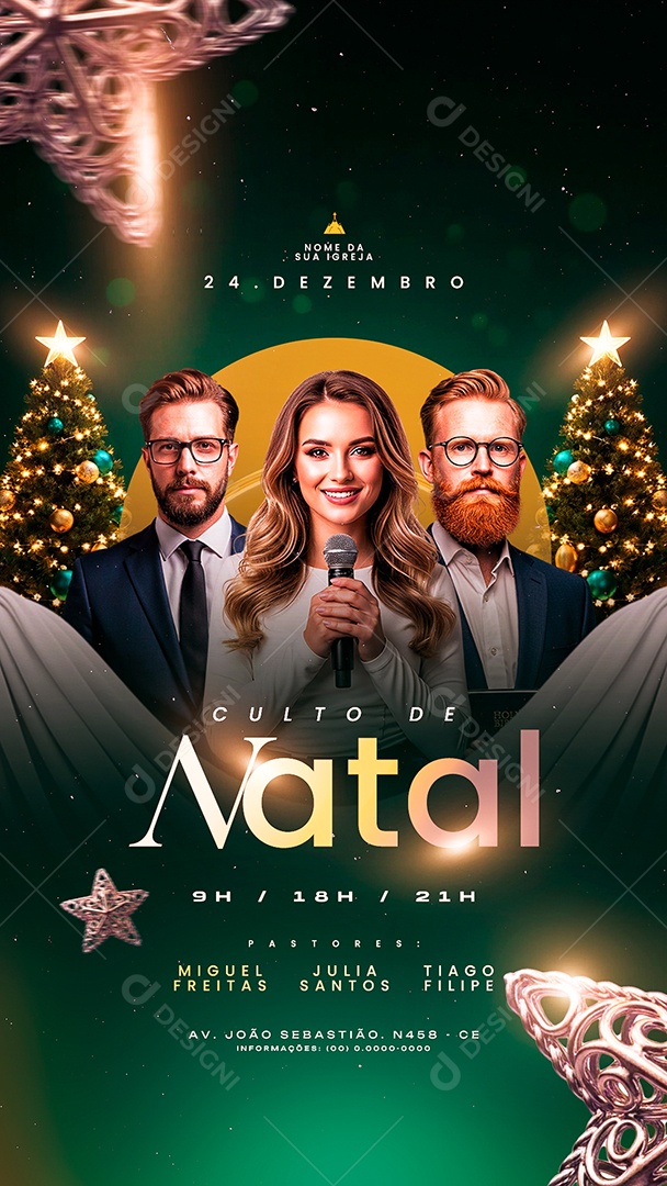 Story Flyer Gospel Culto de Natal Social Media PSD Editável