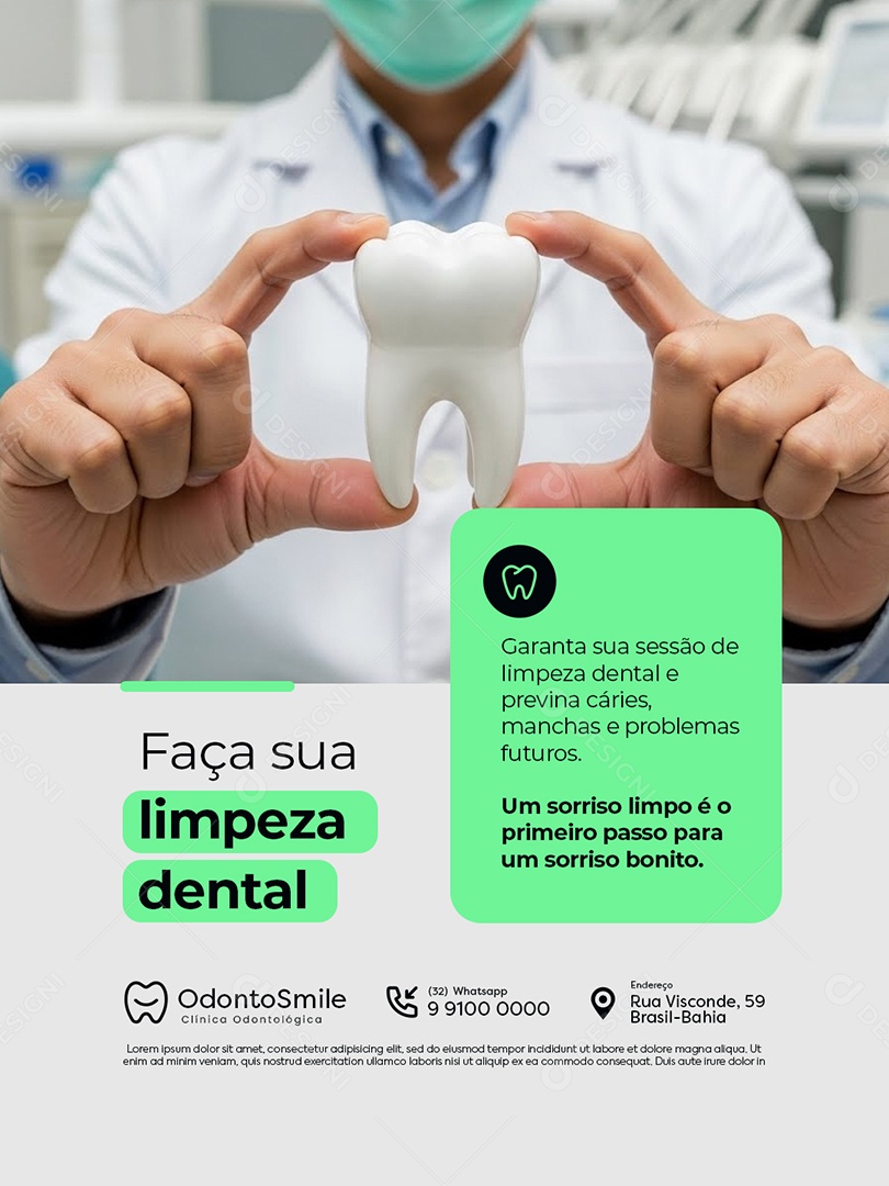 Dentista Faça Sua Limpeza Dental Social Media PSD Editável