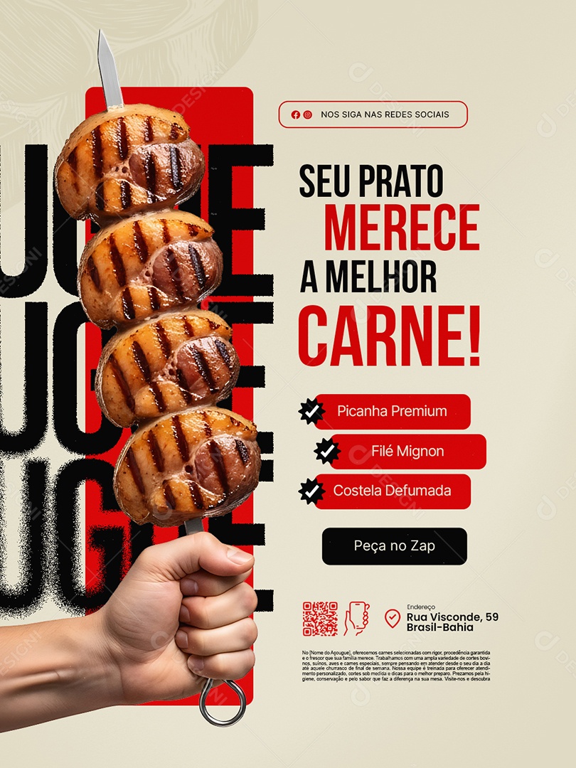 Açougue Seu Prato Merece a Melhor Carne Social Media PSD Editável