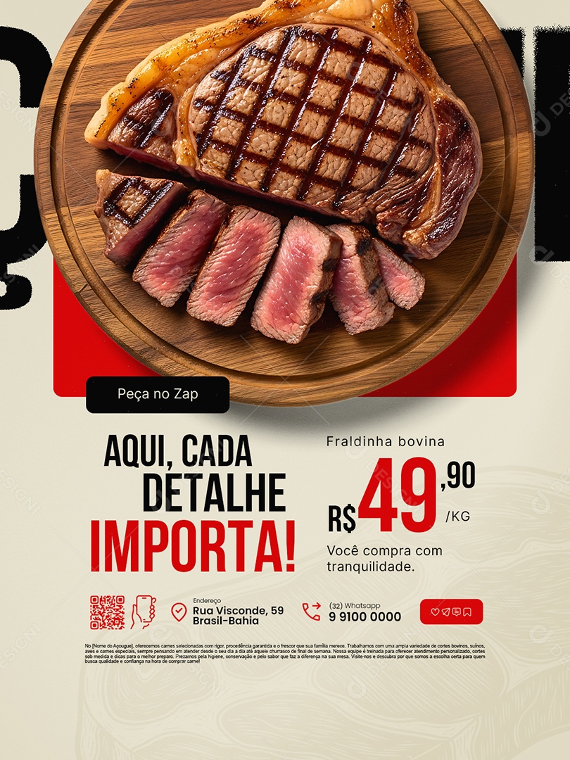 Açougue Fraldinha Bovina Peça no Zap Aqui Cada Detalhe Importa Social Media PSD Editável