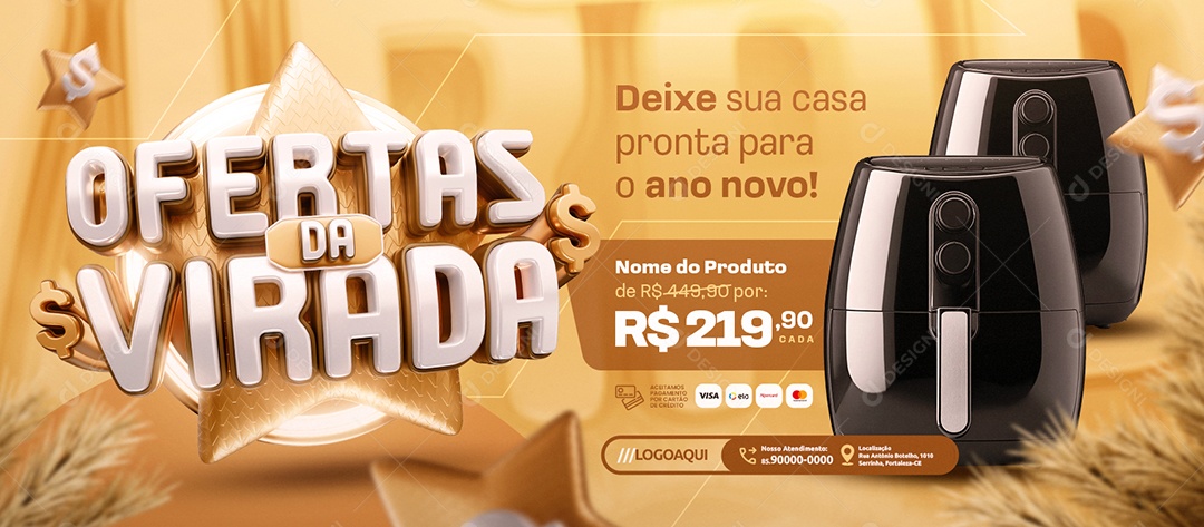 Banner Loja de Eletrodomésticos Ofertas da Virada Air Flyer Social Media PSD Editável