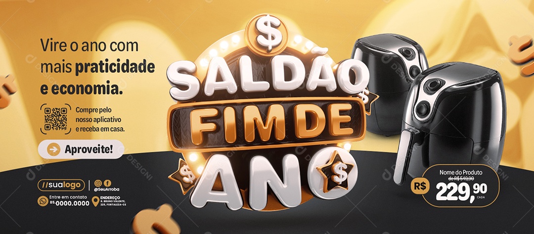 Banner Loja de Eletrodomésticos Saldão Fim de Ano Air Flyer Social Media PSD Editável