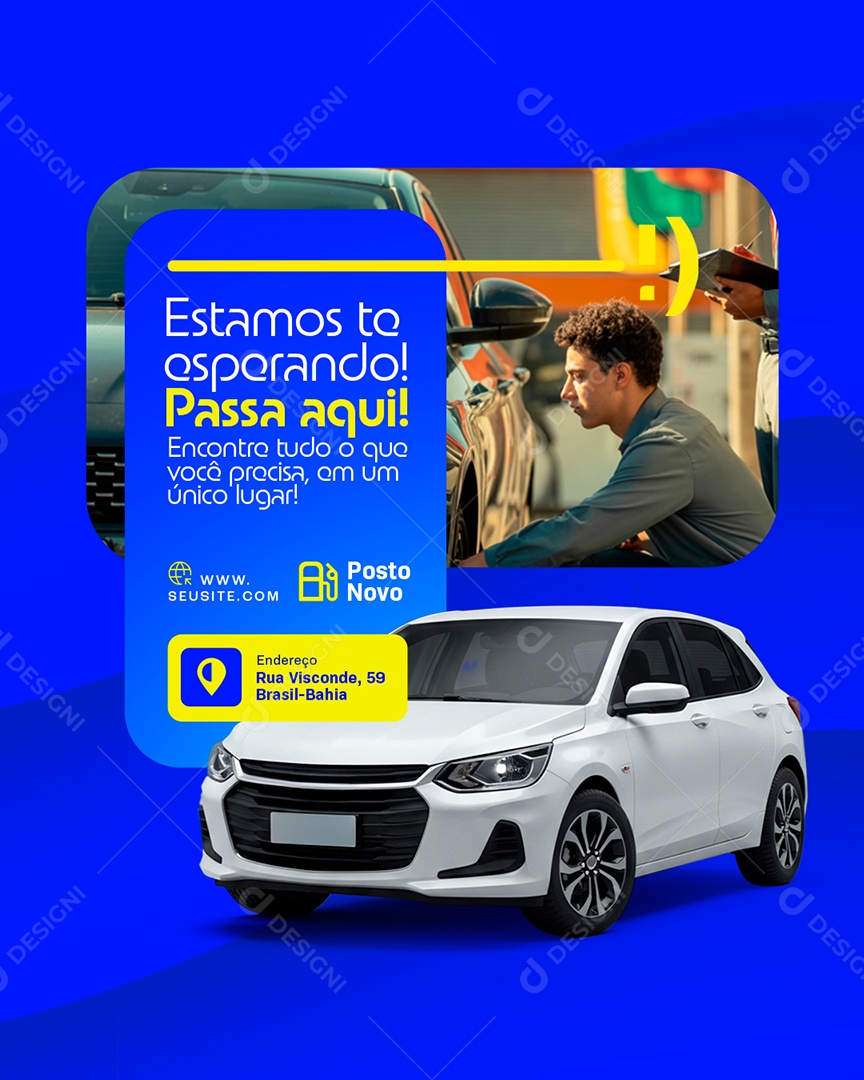 Posto de Combustível Estamos Te Esperando Passa Aqui Social Media PSD Editável