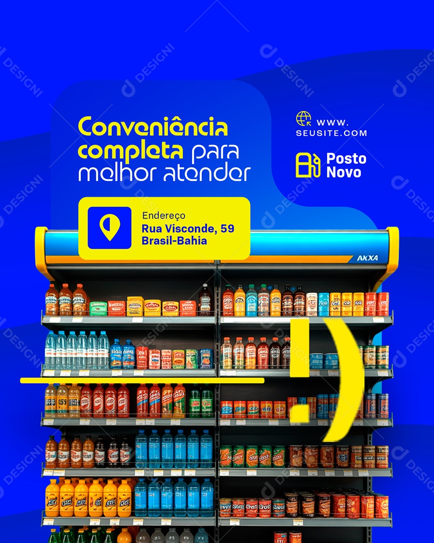 Posto de Combustível Coveniência Completa para Melhor Atender Social Media PSD Editável