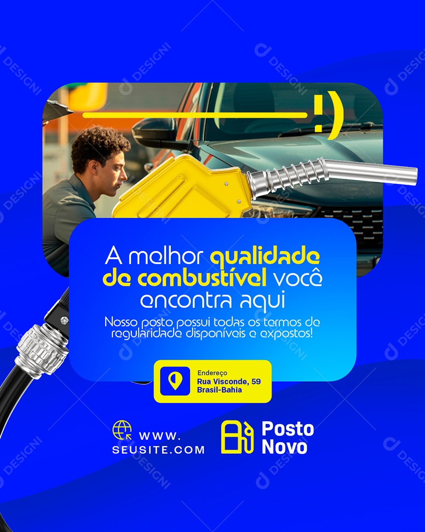Posto de Combustível Melhor Qualidade do Combustível Você Encontra Aqui Social Media PSD Editável