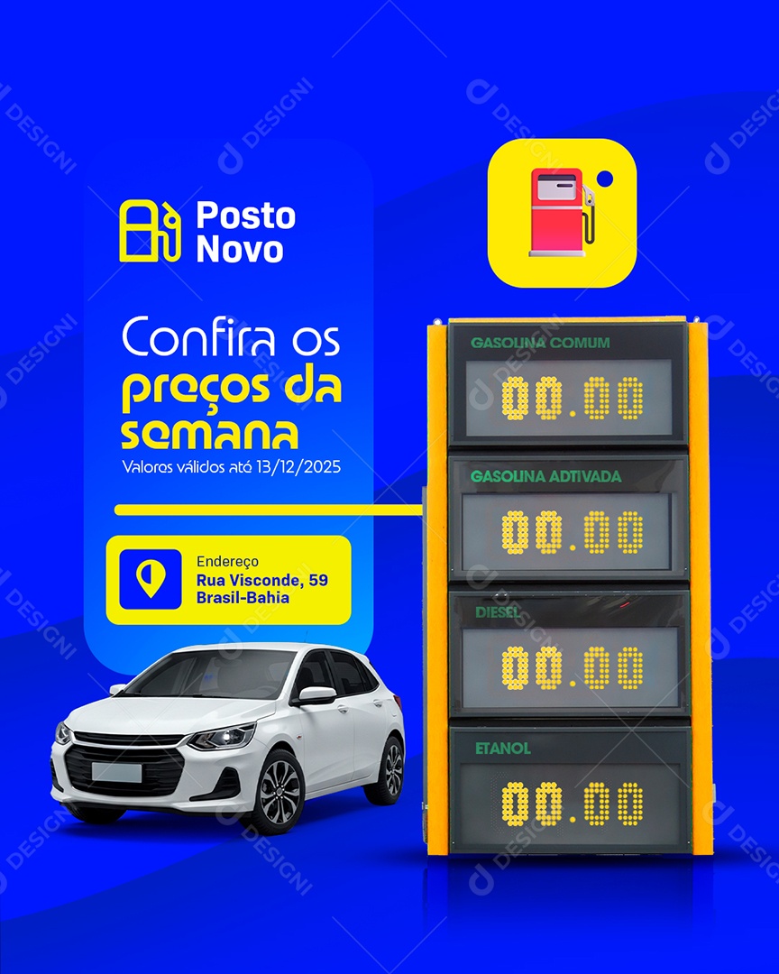 Posto de Combustível Confira os Preços da Semana Social Media PSD Editável