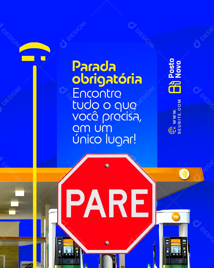 Posto de Combustível parada Obrigatória Encontre Social Media PSD Editável