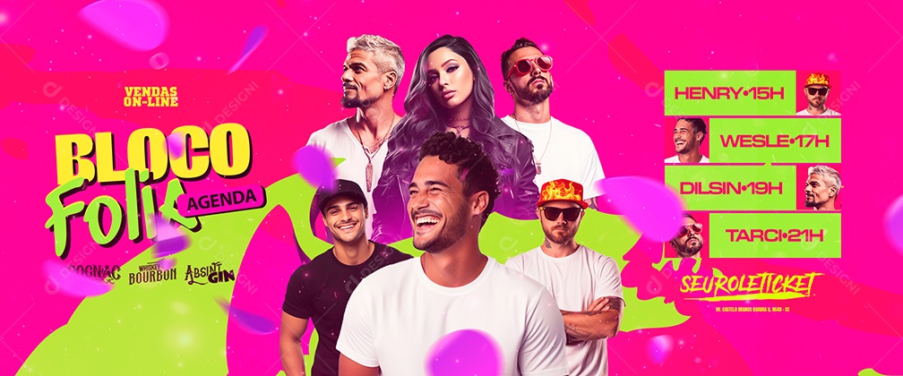 Carrossel Flyer Carna Folia Bloco Folia Social Media PSD Editável