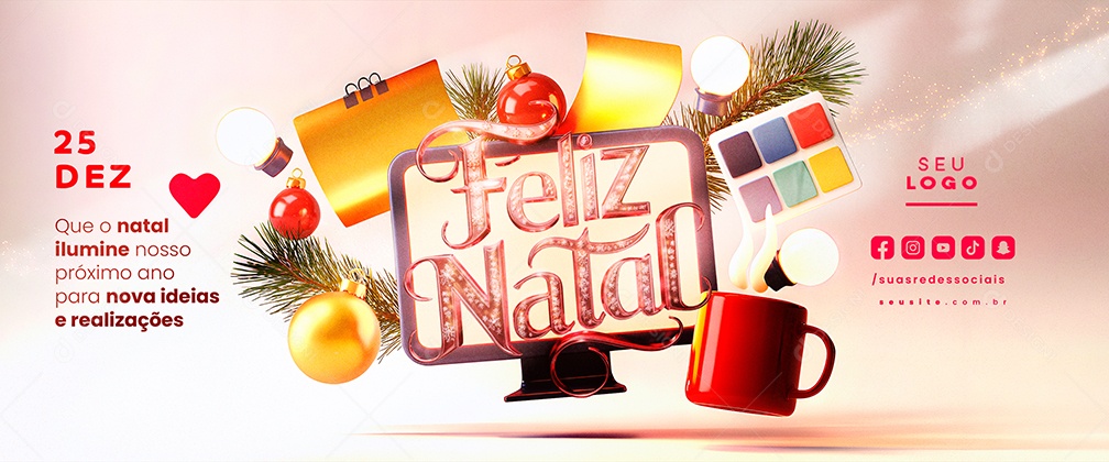Carrossel Feliz Natal 25 de Dezembro Designer Gráfico Social Media PSD Editável