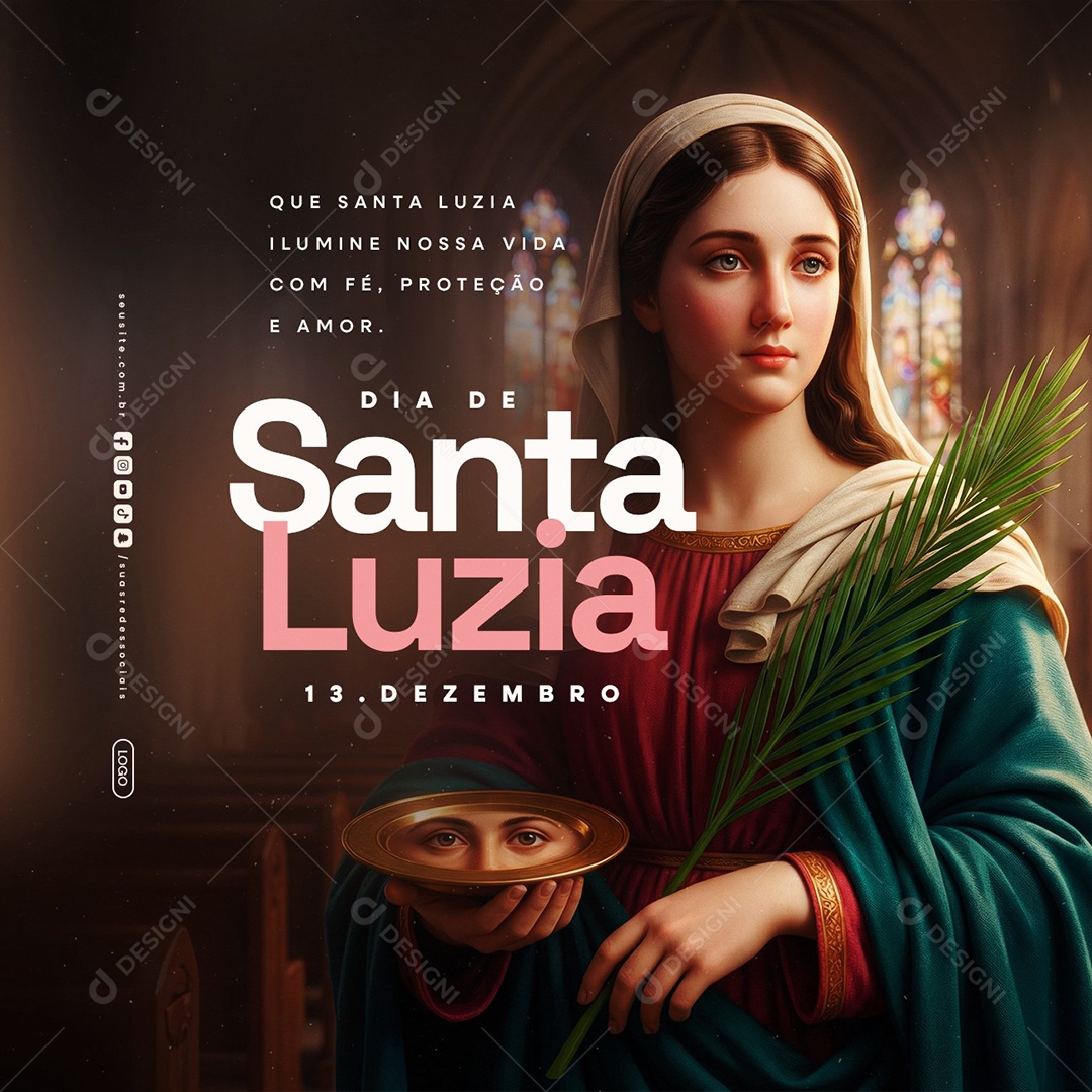 Dia de Santa Luzia 13 de Dezembro Social Media PSD Editável