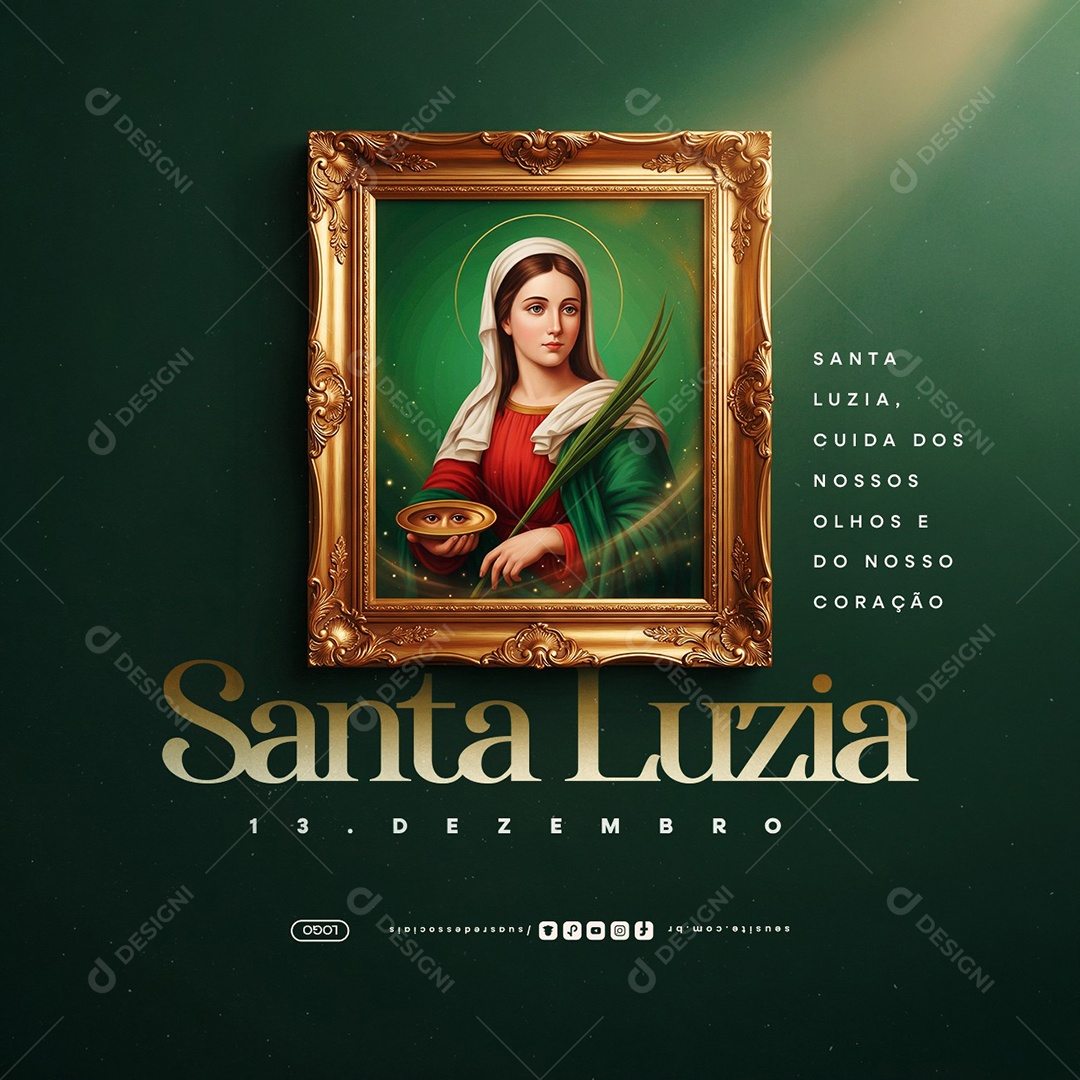 Dia de Santa Luzia 13 de Dezembro Social Media PSD Editável