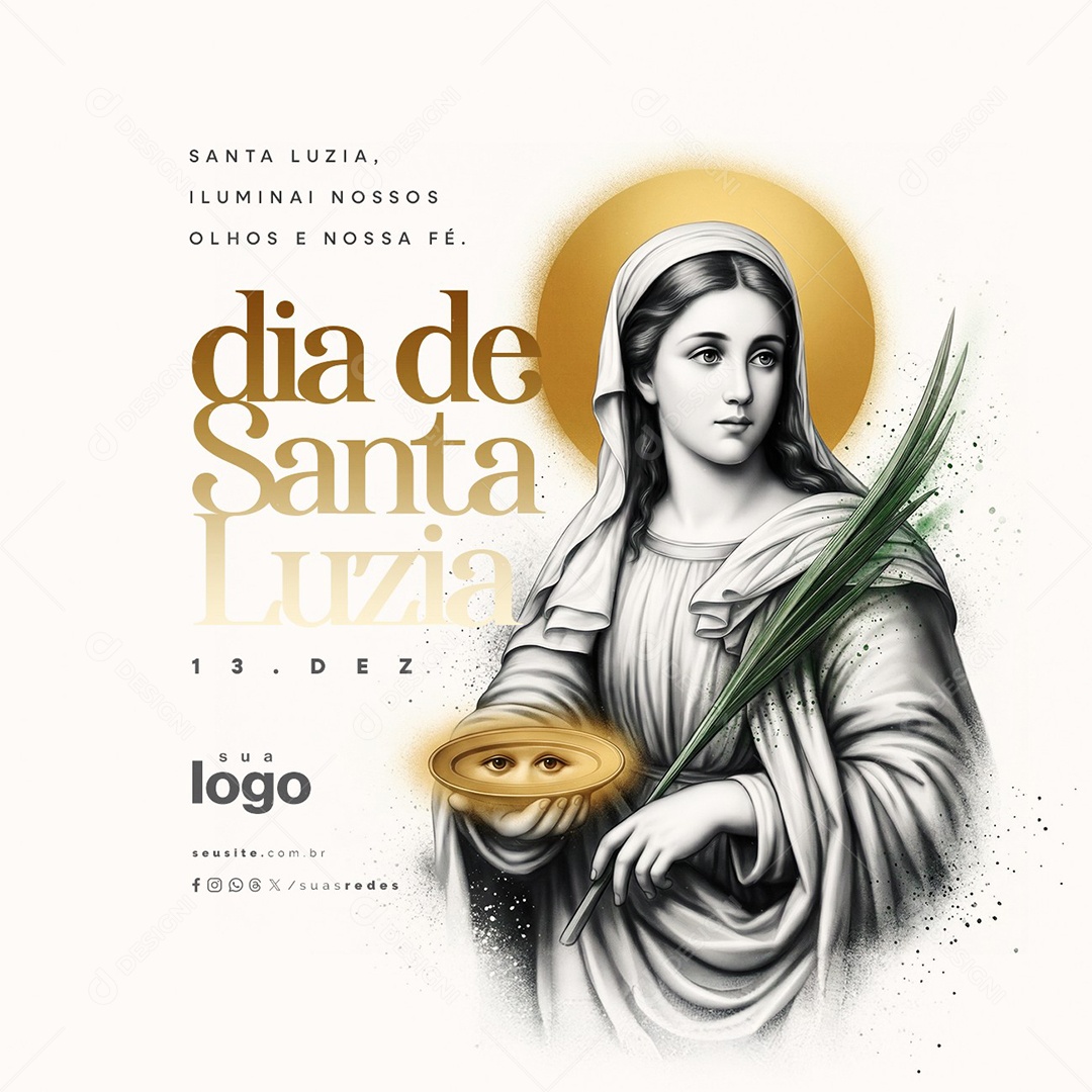 Dia de Santa Luzia 13 de Dezembro Ilumina Nossos Olhos e Nossa Fé Social Media PSD Editável