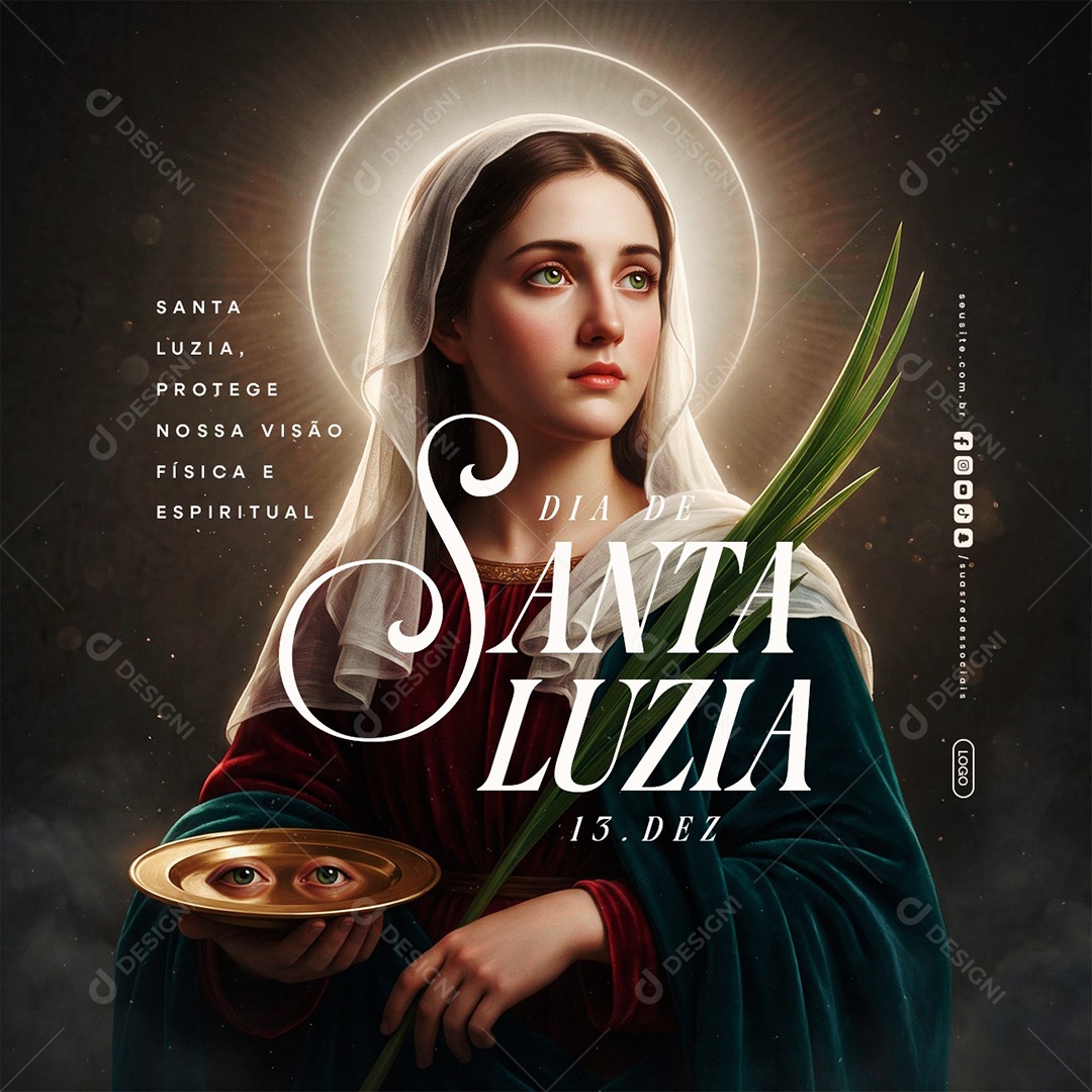 Dia de Santa Luzia 13 de Dezembro Protege Nossa Visão Física Social Media PSD Editável
