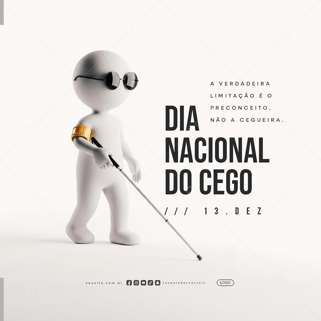 Dia Nacional do Cego 13 de Dezembro Social Media PSD Editável