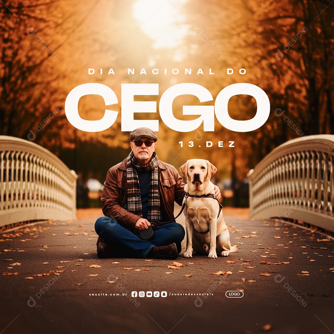 Dia Nacional do Cego 13 de Dezembro Social Media PSD Editável