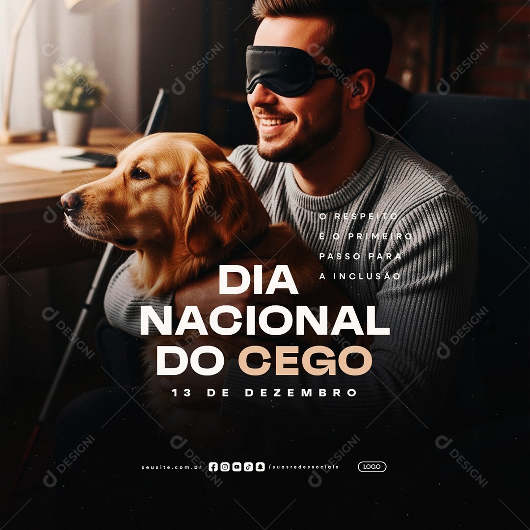 Dia Nacional do Cego 13 de Dezembro O Respeito é o Primeiro Passo Social Media PSD Editável