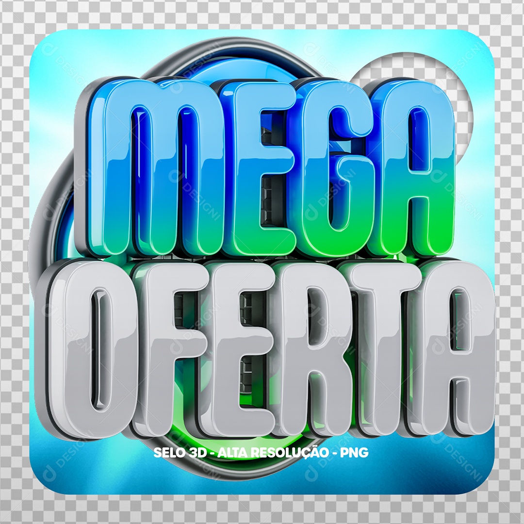 Mega Oferta Selo 3D para Composição PSD