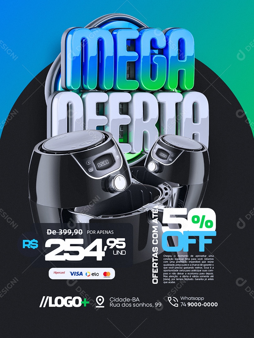 Mega Oferta Loja de Eletrodomésticos Air Flyer 50% Off Social Media PSD Editável