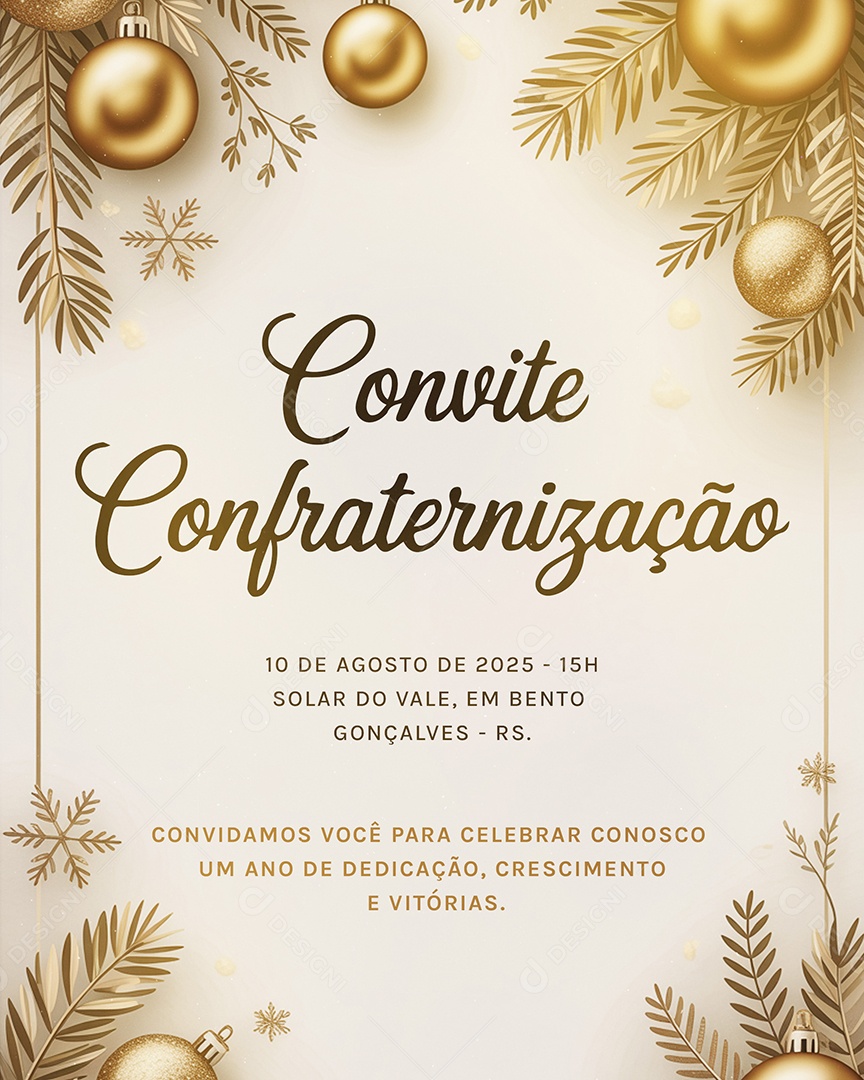 Convite Confraternização Convidamos Você para Celebrar Conosco Social Media PSD Editável