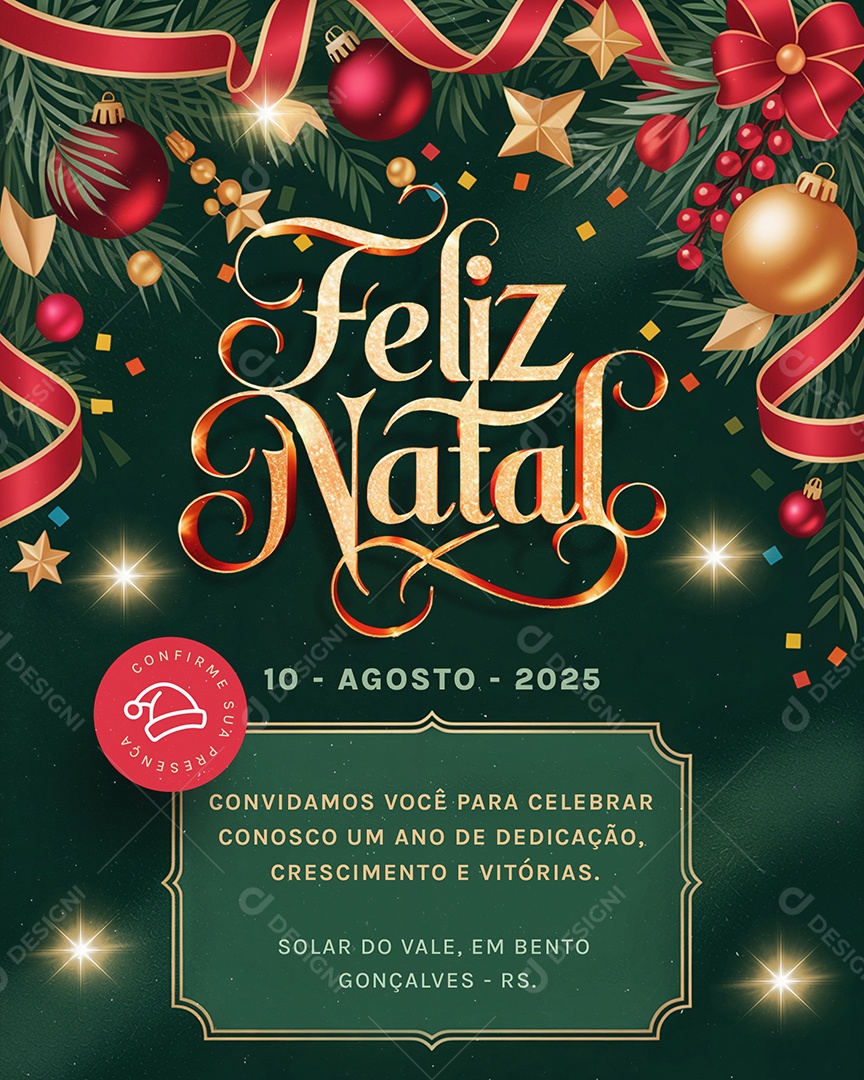 Convite Confraternização Feliz Natal Convidamos Você Social Media PSD Editável