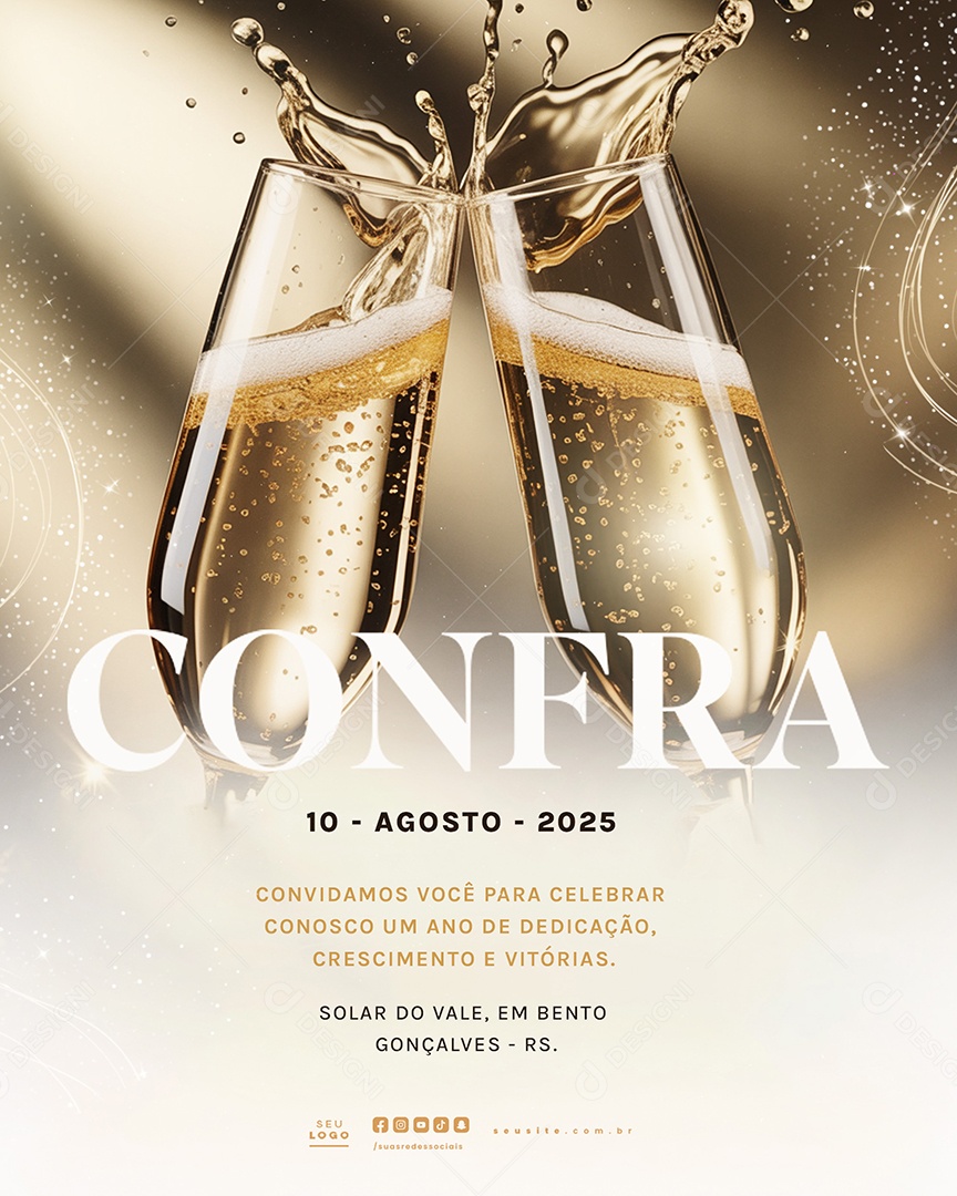 Convite Confraternização Convidamos Você para Celebrar Conosco Social Media PSD Editável