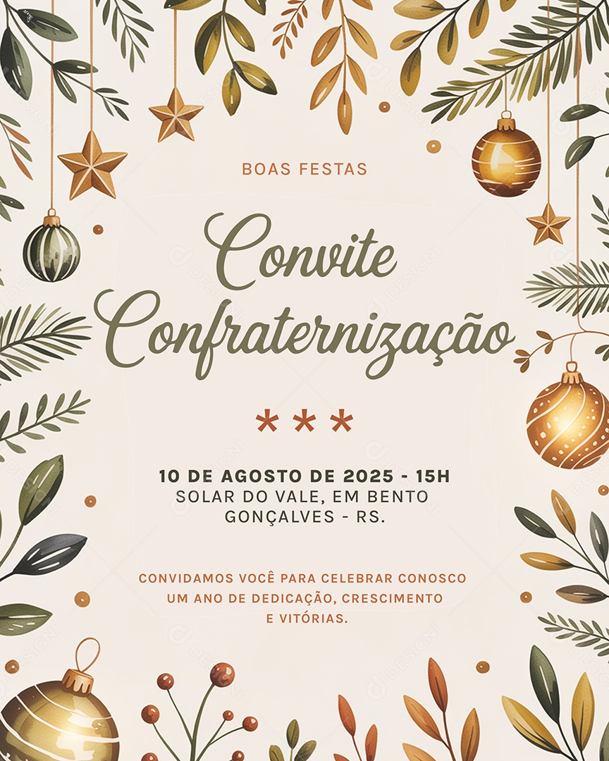 Convite Confraternização Boas Festas Convidamos Você Social Media PSD Editável