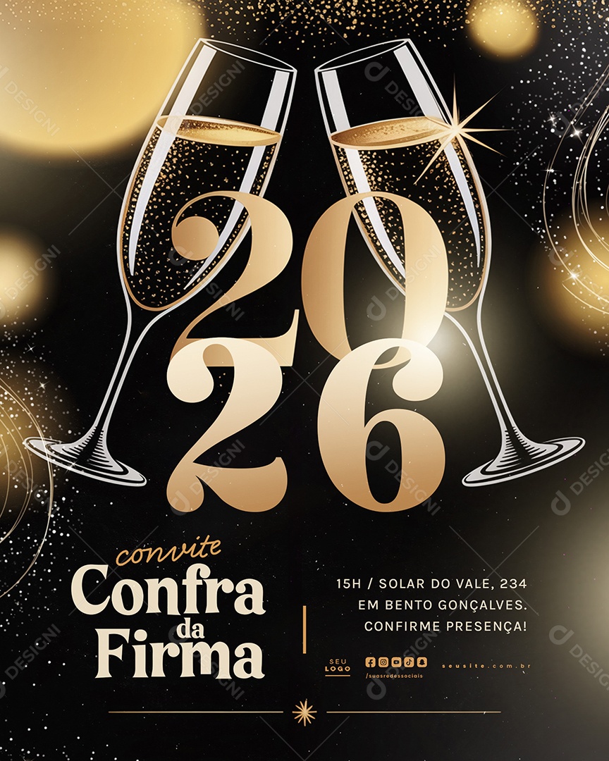 Convite Confraternização 2026 Confra da Firma Social Media PSD Editável