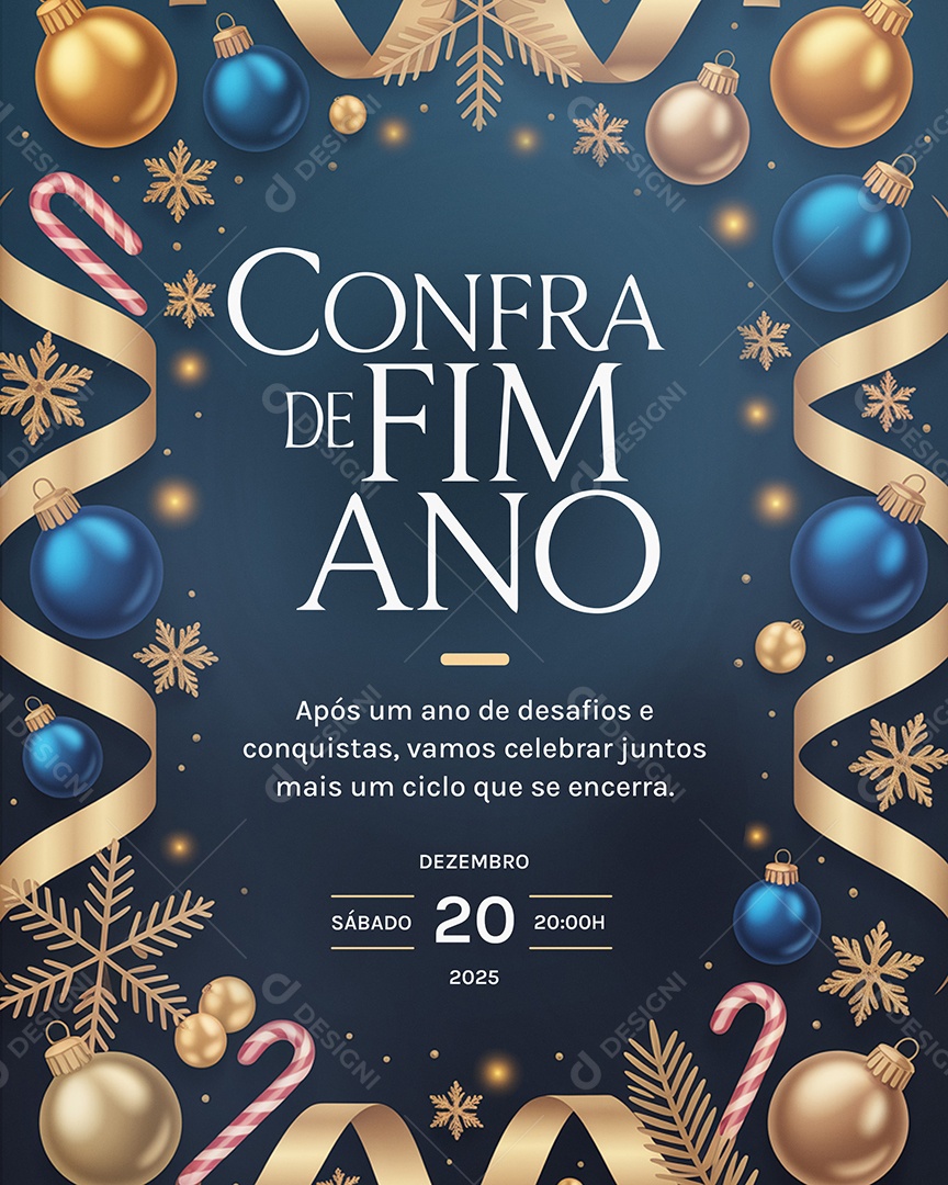 Convite Confraternização Confra de Fim de Ano Social Media PSD Editável