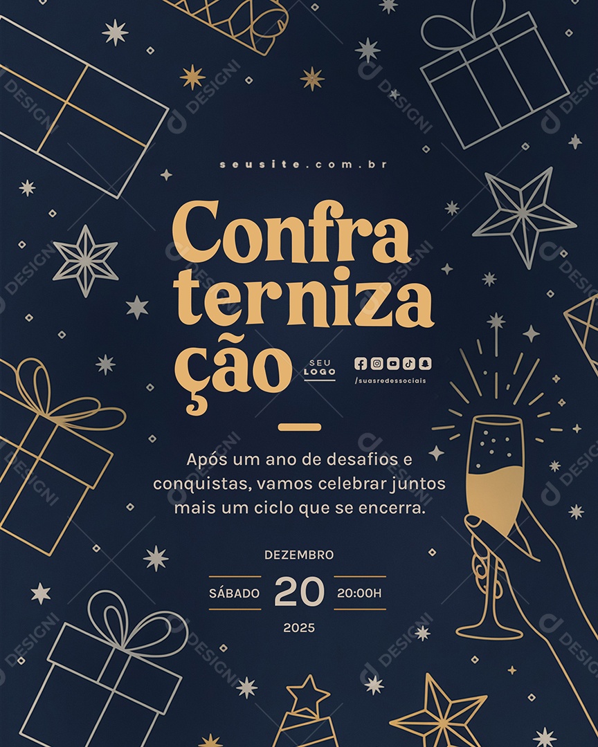 Convite Confraternização Após um Ano de Desafios e Conquistas Vamos Celebrar Social Media PSD Editável