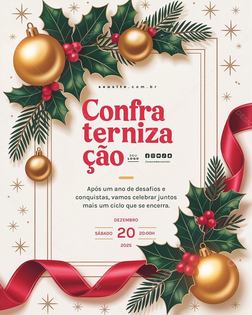 Convite Confraternização Após um Ano de Desafios e Conquistas Social Media PSD Editável