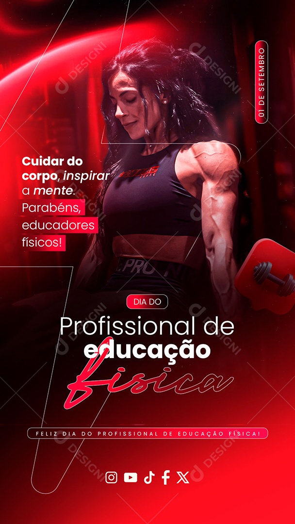 Story Dia do Profissional de Educação Física 01 de Setembro Cuidar do Corpo Social Media PSD Editável