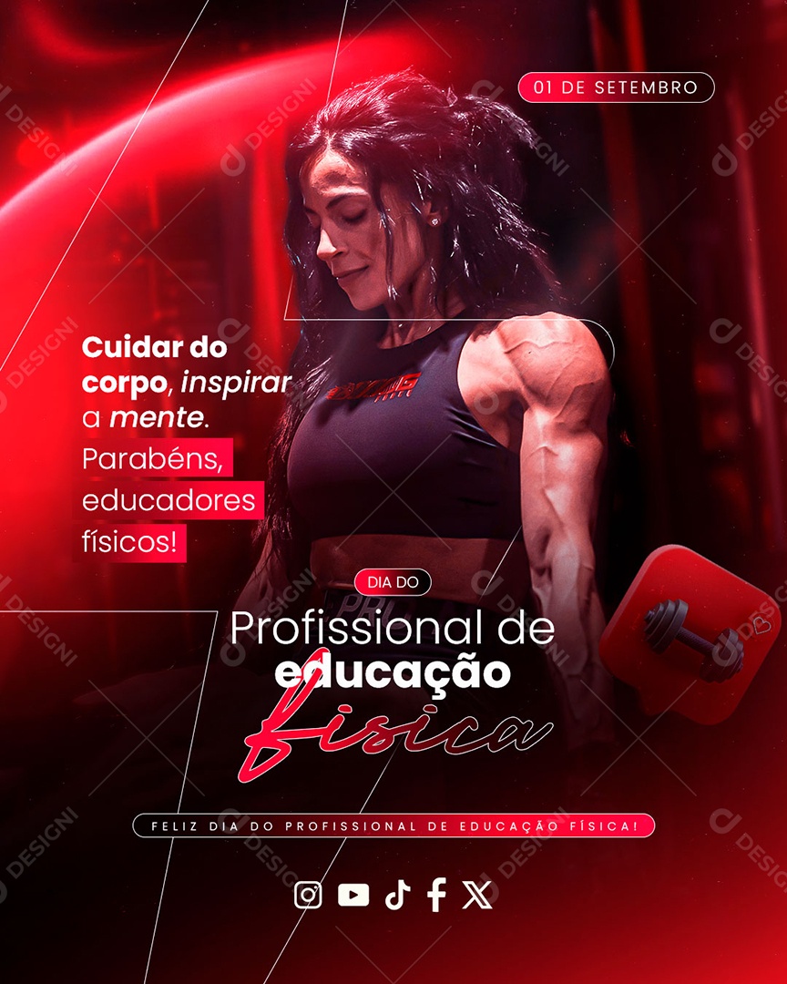 Dia do Profissional de Educação Física 01 de Setembro Cuidar do Corpo Social Media PSD Editável