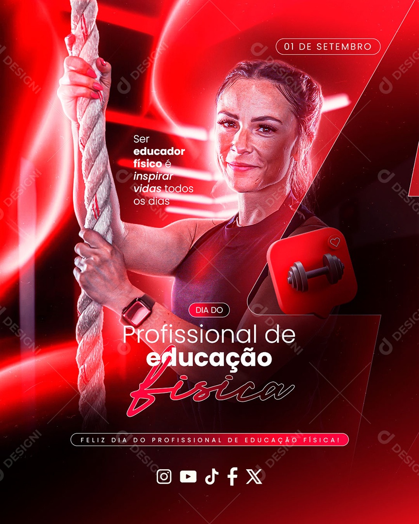 Dia do Profissional de Educação Física 01 de Setembro Social Media PSD Editável