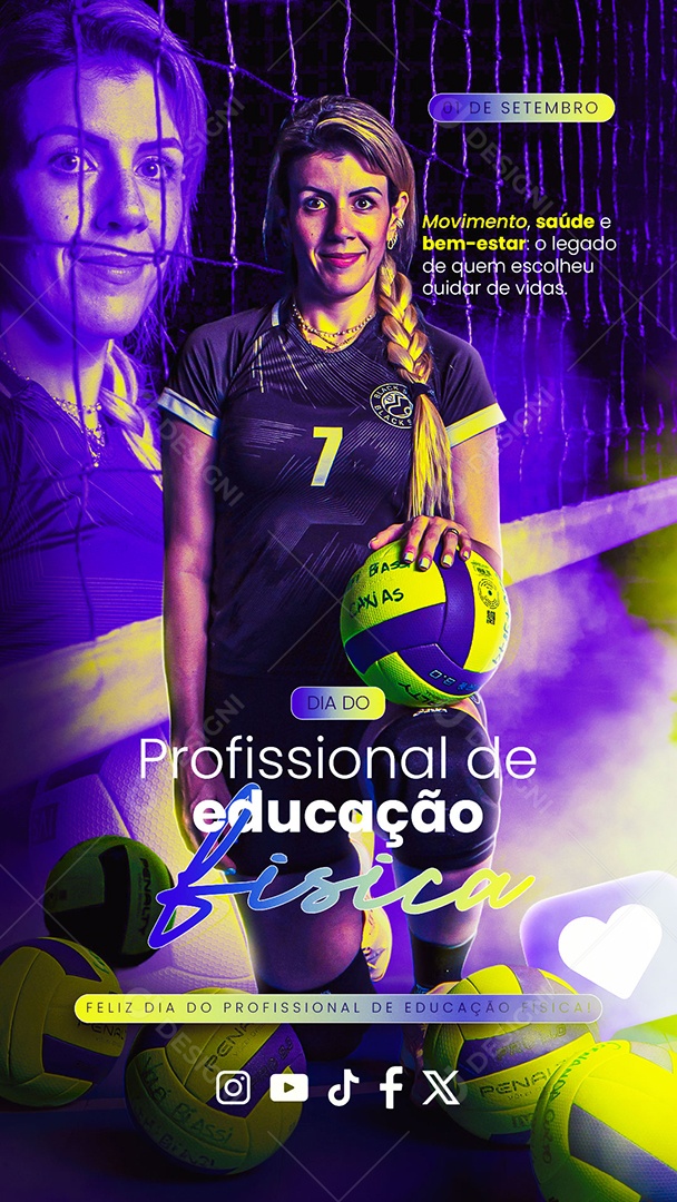 Story Dia do Profissional de Educação Física 01 de Setembro Movimento Saúde e Bem Estar Social Media PSD Editável