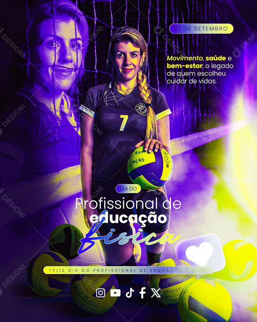 Dia do Profissional de Educação Física 01 de Setembro Movimento Saúde e Bem Estar Social Media PSD Editável