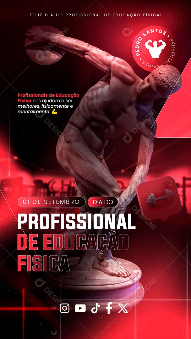 Story Dia do Profissional de Educação Física 01 de Setembro Social Media PSD Editável