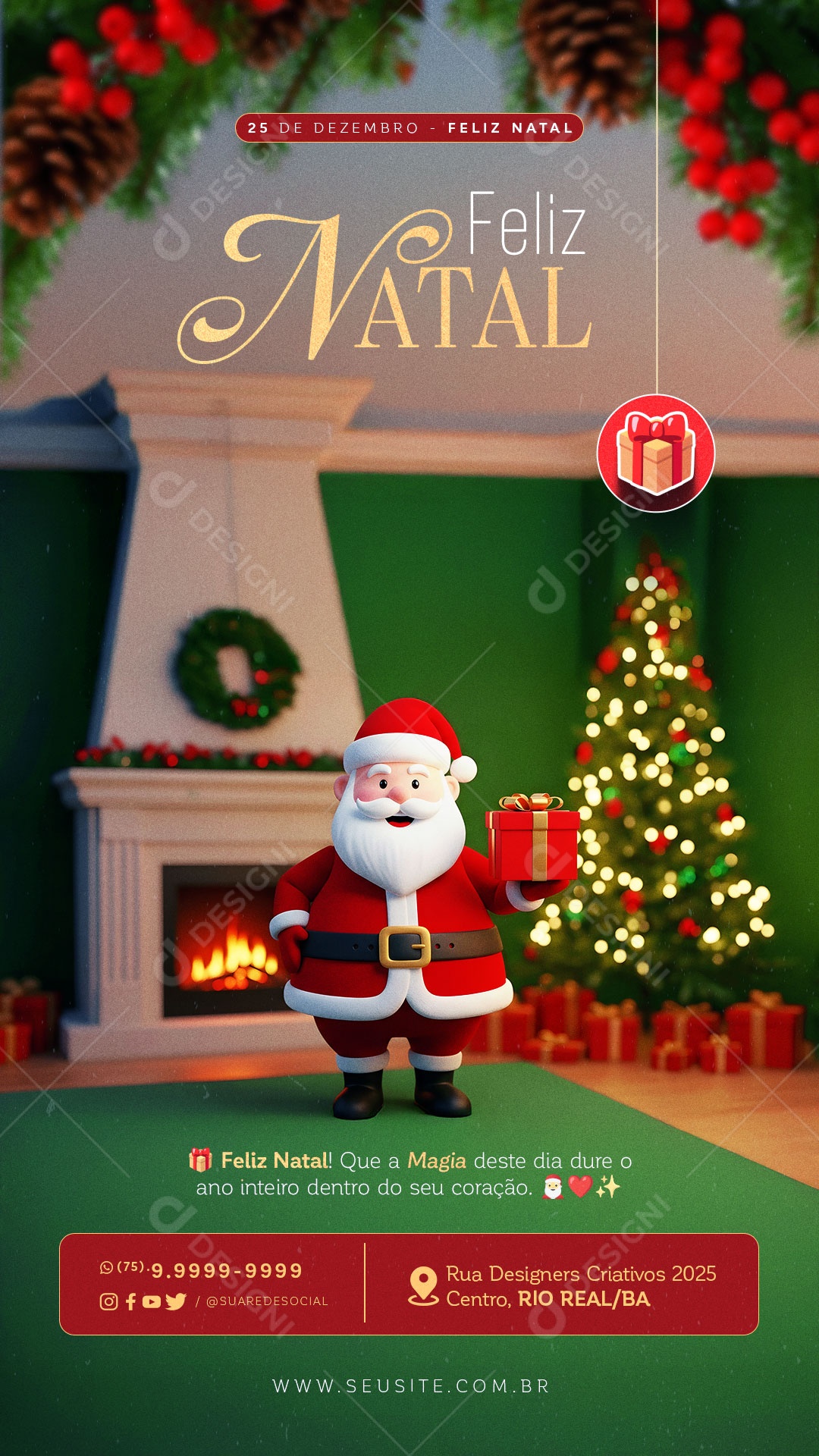 Story Feliz Natal 25 de Dezembro Social Media PSD Editável