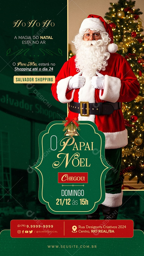 Story Feliz Natal 25 de Dezembro O Papai Noel Chegou Social Media PSD Editável