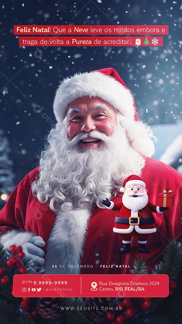 Story Feliz Natal 25 de Dezembro Social Media PSD Editável