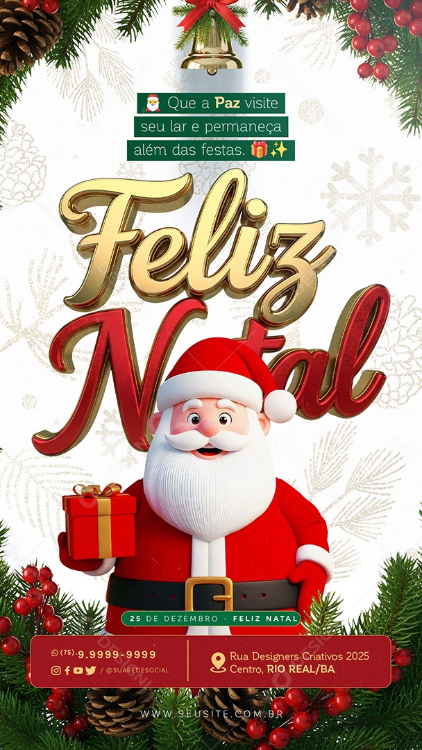 Story Feliz Natal 25 de Dezembro Social Media PSD Editável