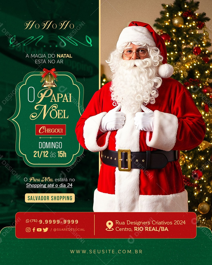 Feliz Natal 25 de Dezembro O Papai Noel Chegou Social Media PSD Editável