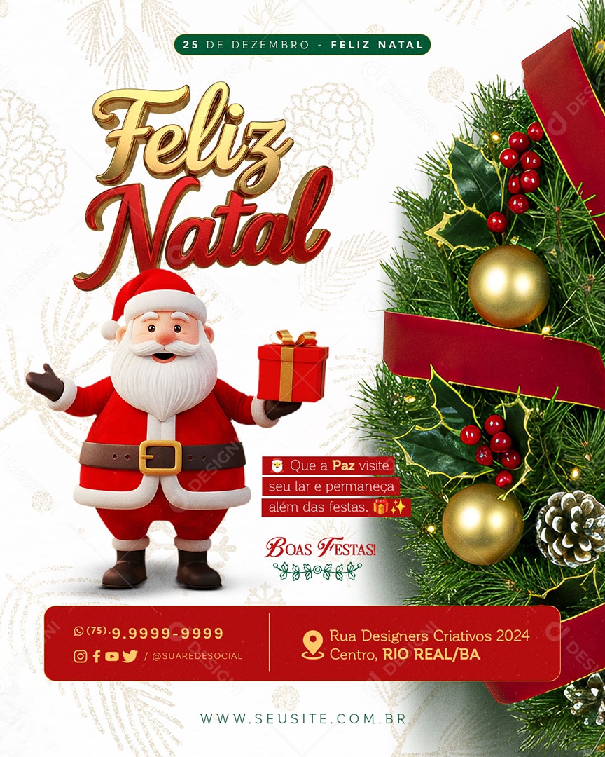 Feliz Natal 25 de Dezembro Social Media PSD Editável