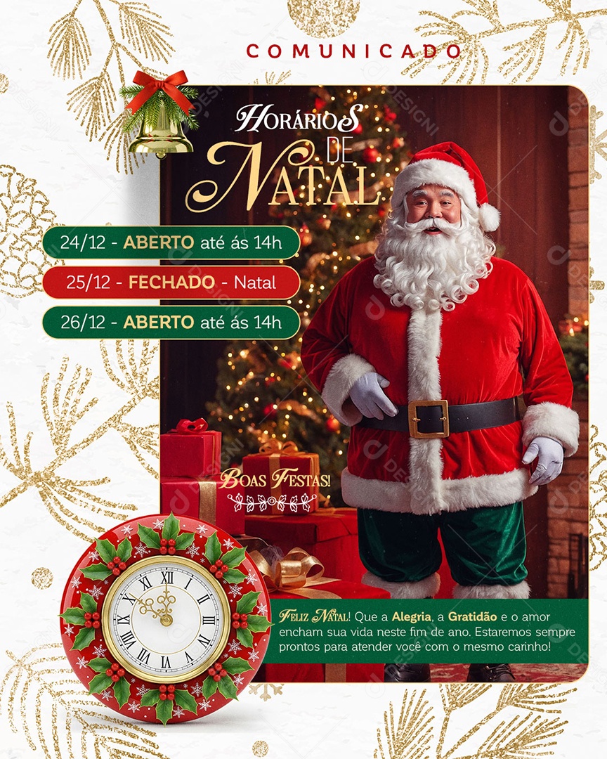 Horário de Natal Social Media PSD Editável